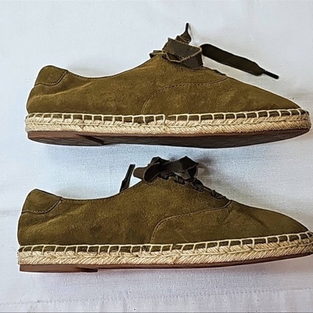 Vionic Suede Lace-Up Espadrilles Sandy Olive - Picture 10 of 12